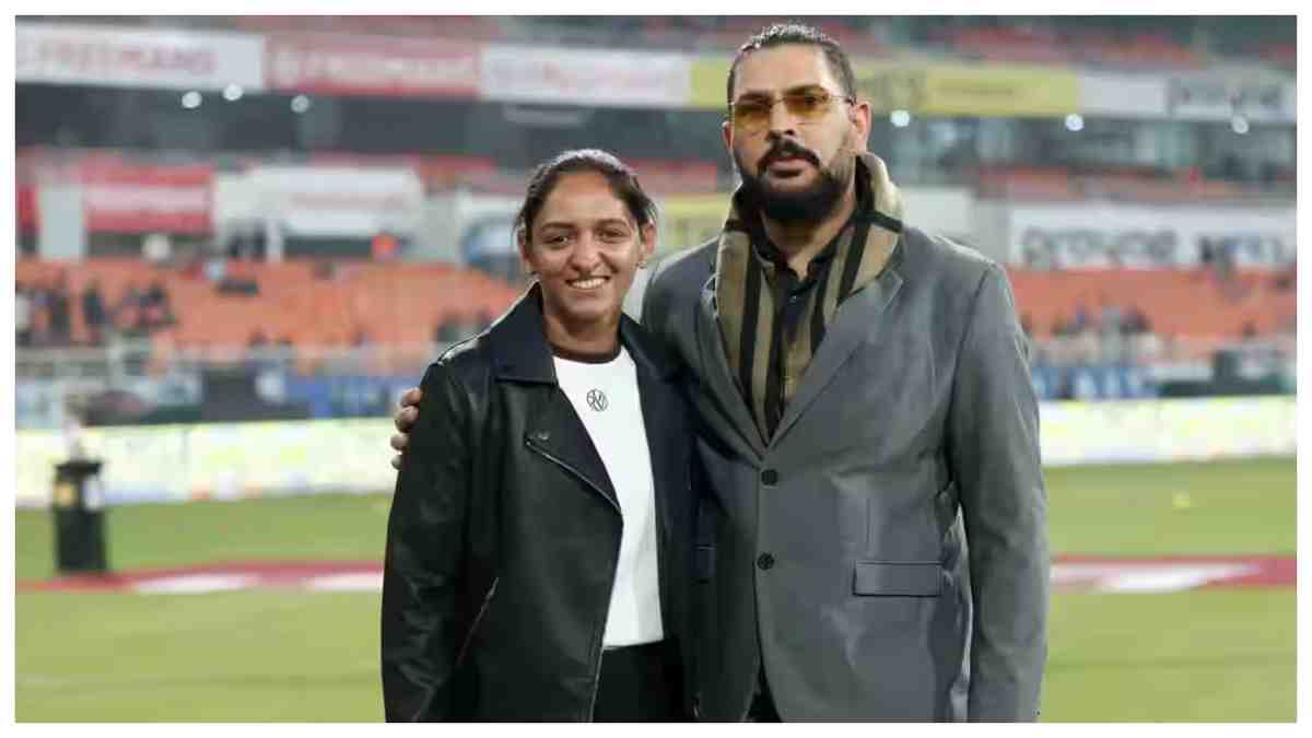Harmanpreet Kaur and Yuvraj Singh stands unveiled at at New Chandigarh Stadium
